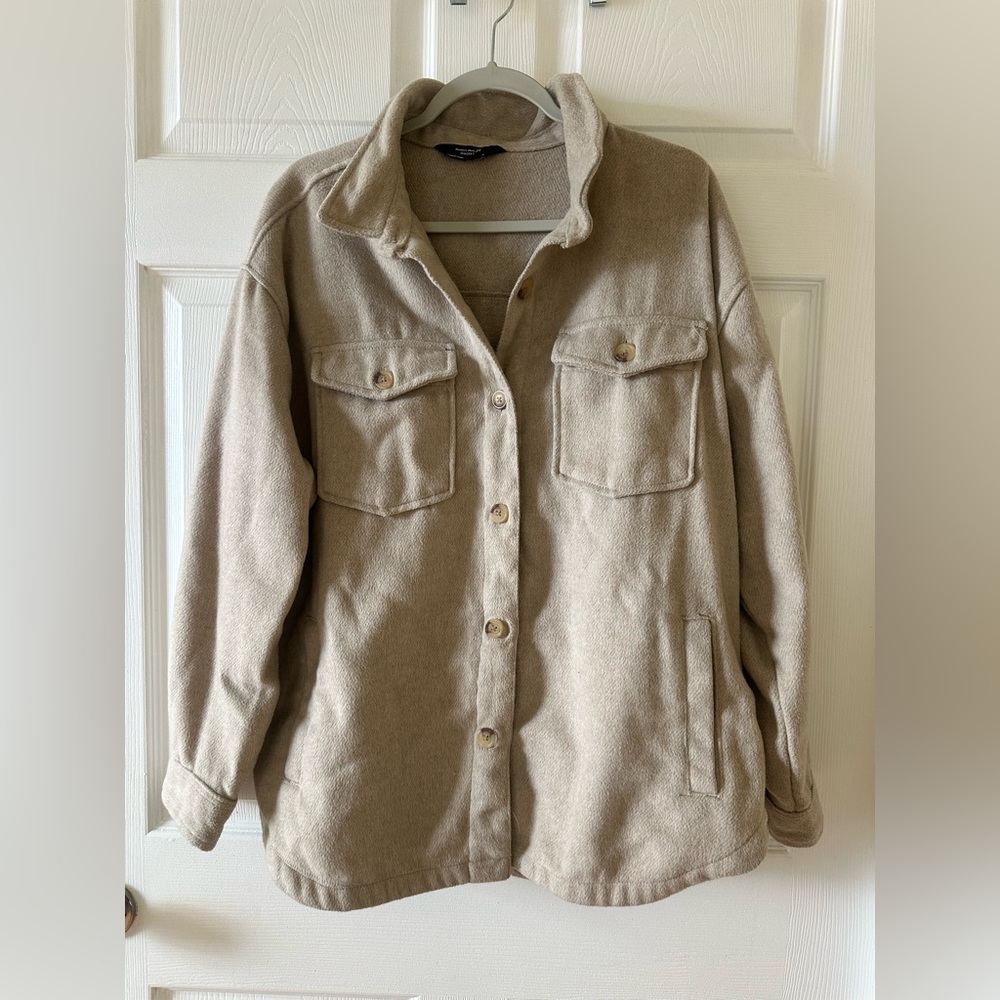 Beige Women's Button-Front Jacket XL